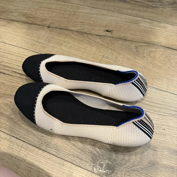 Rothy’s Black and Cream Flats with Comfort Women’s 10 - Picture 6 of 6
